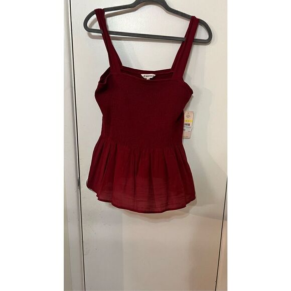 Nanette Lepore Burgundy Gauze Tank Crop Top Womens SZ  M New - Picture 3 of 11